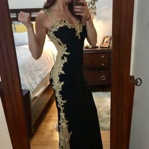 Beautiful black and gold prom dress